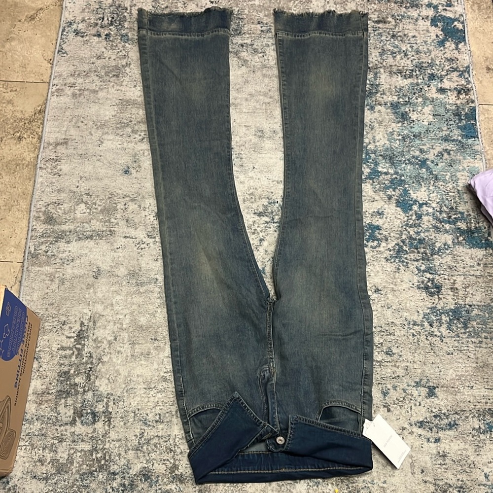 Faded blue denim jeans